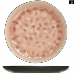 6 Assiettes à dessert Laguna roses - D.20 cm