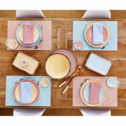 6 Assiettes à dessert Pattern Color bleu clair/rouge/jaune - D.21 cm