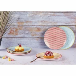 6 Assiettes à dessert Pattern Color bleu clair/rouge/jaune - D.21 cm