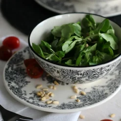 6 Assiettes À DessertFlorali 19.5Cm En GrèsDécor Noir