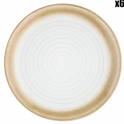 6 Assiettes Cosmos beige/blanc nacré - D.21.5 cm