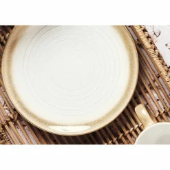 6 Assiettes Cosmos beige/blanc nacré - D.21.5 cm