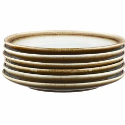 6 Assiettes Cosmos beige/blanc nacré - D.21.5 cm