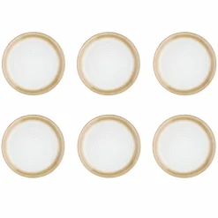 6 Assiettes Cosmos beige/blanc nacré - D.21.5 cm