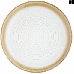6 Assiettes Cosmos beige/blanc nacré - D.27.5 cm
