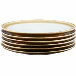 6 Assiettes Cosmos beige/blanc nacré - D.27.5 cm