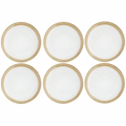 6 Assiettes Cosmos beige/blanc nacré - D.27.5 cm