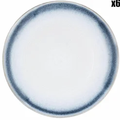 6 Assiettes Cosmos bleu/blanc nacré - D.27 cm