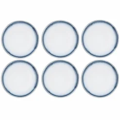 6 Assiettes Cosmos bleu/blanc nacré - D.27 cm