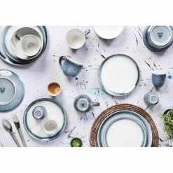 6 Assiettes Cosmos bleu/blanc nacré - D.27 cm