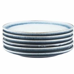 6 Assiettes Cosmos bleu/blanc nacré - D.21.5 cm