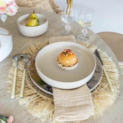 6 Assiettes CoupesArita 20.5Cm En GrèsBeige