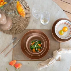 6 Assiettes CoupesArita 15Cm En GrèsMarron