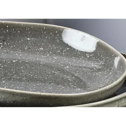 6 Assiettes creuses en Grès Stellar gris/anthracite - D.22.5 cm