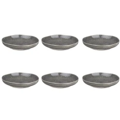6 Assiettes creuses en Grès Stellar gris/anthracite - D.22.5 cm