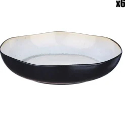 6 Assiettes creuses en Grès Iris blanc/ivoire - D.22.5 cm