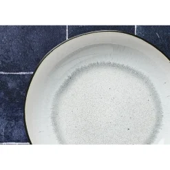 6 Assiettes creuses en Grès Iris blanc/ivoire - D.22.5 cm