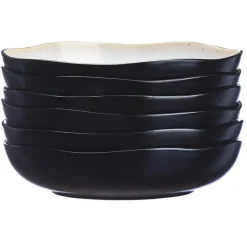 6 Assiettes creuses en Grès Iris blanc/ivoire - D.22.5 cm