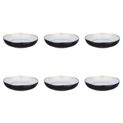 6 Assiettes creuses en Grès Iris blanc/ivoire - D.22.5 cm