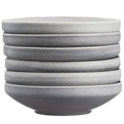 6 Assiettes creuses en Grès Stone gris clair - D.20 cm