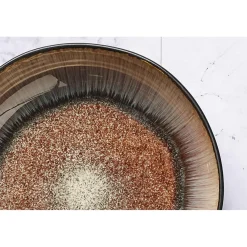 6 Assiettes creuses en Grès Iris beige/marron - D.22.5 cm