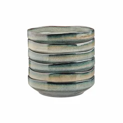 6 Assiettes Creuses Genesis bleu/gris/kaki - 100 cl