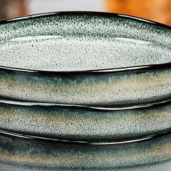 6 Assiettes Creuses Genesis bleu/gris/kaki - 100 cl