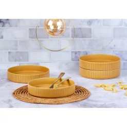 4 Assiettes Creuses Scandi jaune ocre - 100 cl