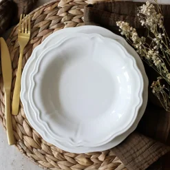 6 Assiettes CreusesCharlotte 22Cm En GrèsBlanc
