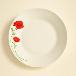 6 Assiettes Creuses20.5Cm Coquelicot EnPorcelaine