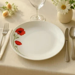 6 Assiettes Creuses20.5Cm Coquelicot EnPorcelaine