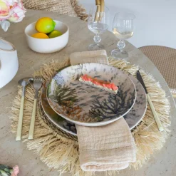 6 Assiettes CreusesCorfou 20.5Cm En GrèsBleu