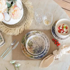 6 Assiettes CreusesCorfou 20.5Cm En GrèsBleu