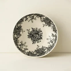 6 Assiettes CreusesFlorali 20.5Cm En GrèsDécor Noir