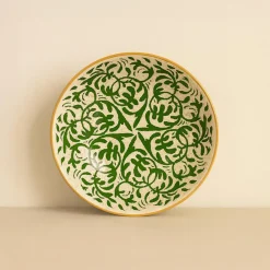 6 Assiettes CreusesHéraclée 20Cm En GrèsDécor Vert