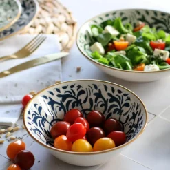 6 Assiettes CreusesHéraclée 20Cm En GrèsDécor Vert