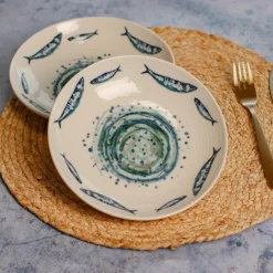 6 Assiettes CreusesSardine 21.5Cm EnFaience