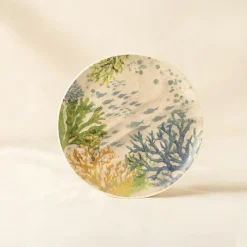 6 Assiettes ÀDessert Corfou 20Cm EnGrès Bleu