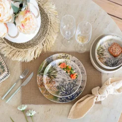 6 Assiettes ÀDessert Corfou 20Cm EnGrès Bleu