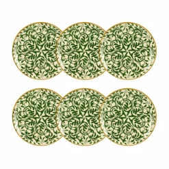 6 Assiettes DessertsHéraclée 19Cm En GrèsDécor Vert