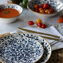 6 Assiettes DessertsHéraclée 19Cm En GrèsDécor Bleu