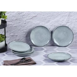 6 Assiettes en Grès Cloud gris clair - D.16 cm