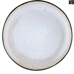 6 Assiettes en Grès dessert Iris blanc/ivoire - D.21.5 cm