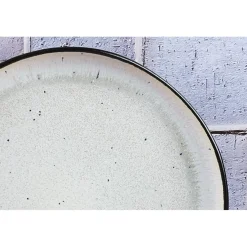 6 Assiettes en Grès dessert Iris blanc/ivoire - D.21.5 cm