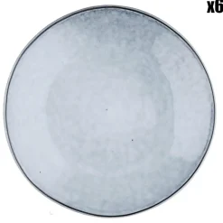 6 Assiettes en Grès dessert Cloud gris clair - D.21.5 cm