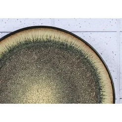 6 Assiettes en Grès dessert Iris beige/marron - D.21.5 cm