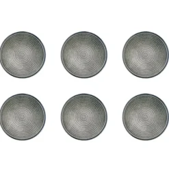 6 Assiettes en Grès dessert Zen gris/bleu - D.22 cm