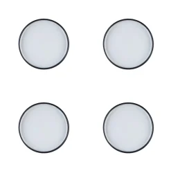 4 Assiettes en Grès Gourmet blanc granité/noir onyx - D.15 cm