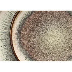 6 Assiettes en Grès Iris beige/marron - D,16 cm