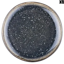 6 Assiettes en Grès Iris bleu foncé - D.16 cm